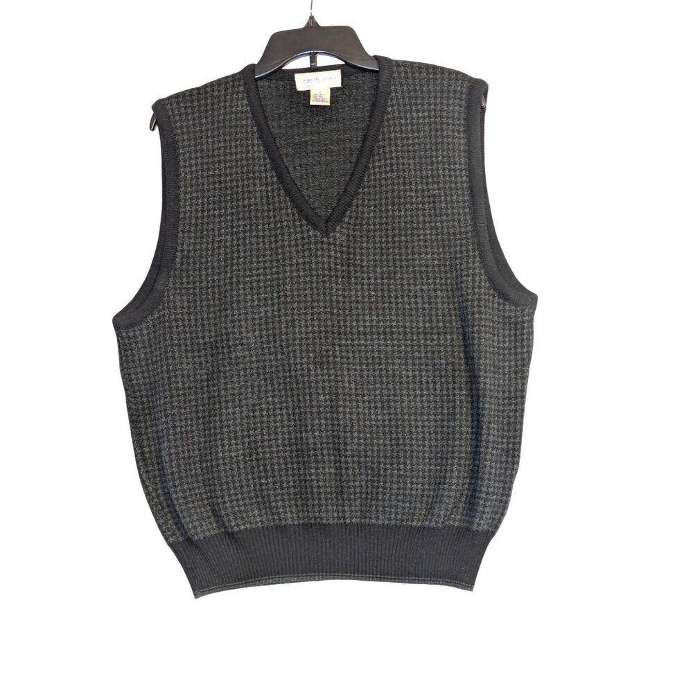 Murano Mens Houndstooth V-Neck Sweater Vest M 70% Acrylic 30% Wool Made In Italy